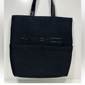 MAC cosmetics large black neoprene tote bag